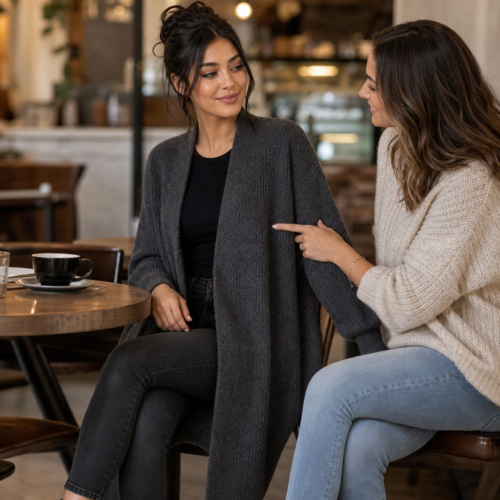Ribbella Ribbed Longline Cardigan - Women's Long Knit