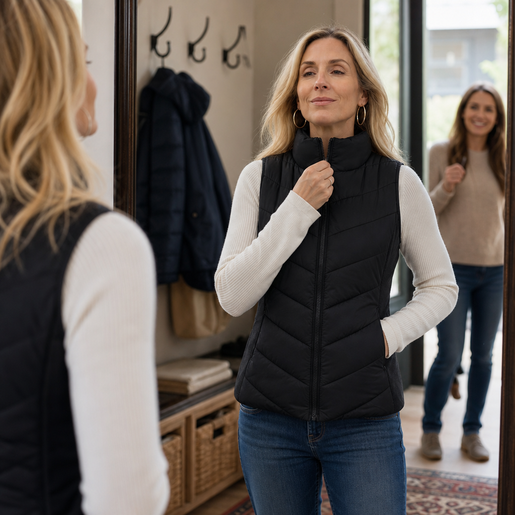 Layerly Quilted Puffer Vest - Women's Stand Collar Gilet