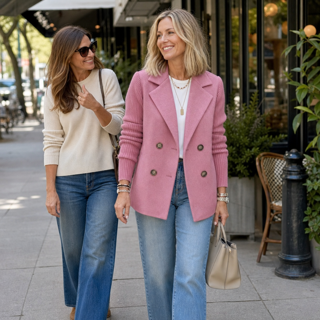 Wearbella Knit Sleeve Blazer - Women's Double Breasted