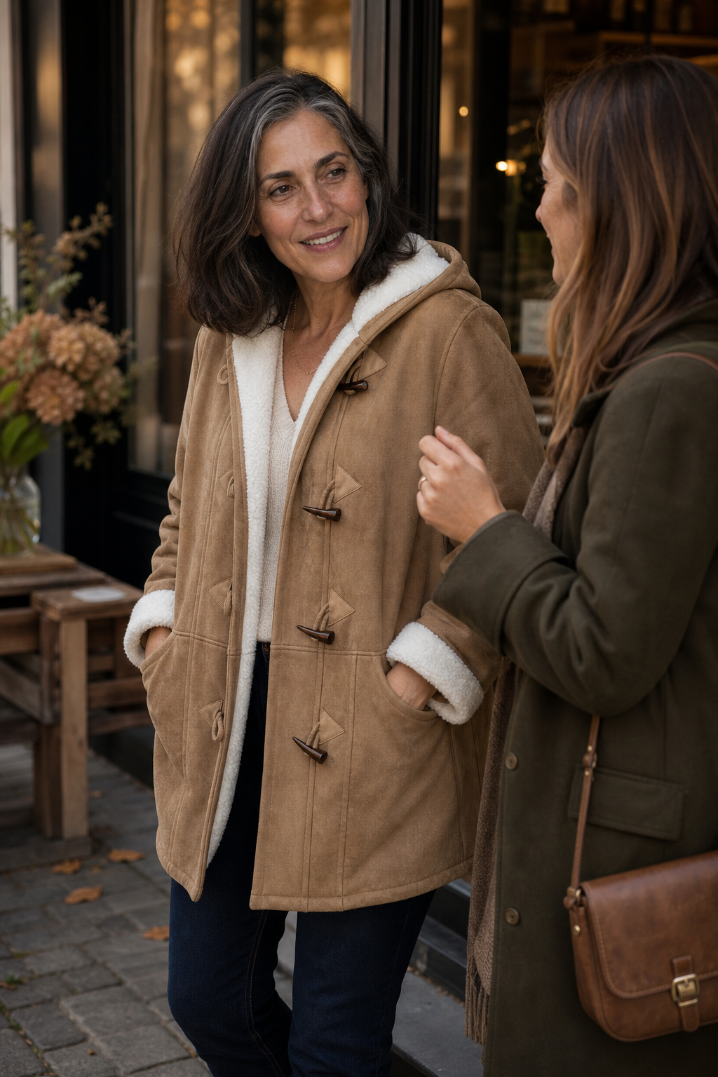 Suedeluxe Faux Suede Coat - Hooded Plush Lined Women's Coat