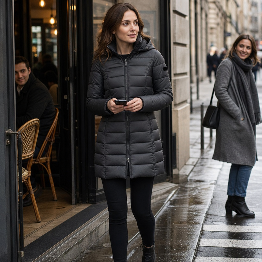 Wearbella Puffer Jacket - Women's Mid Length Hooded Puffer