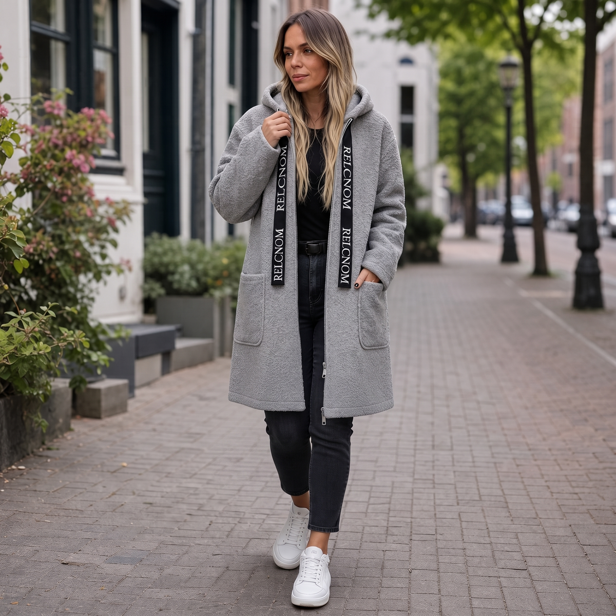 Wearbella Hooded Long Coat - Zip Front Women's Coat