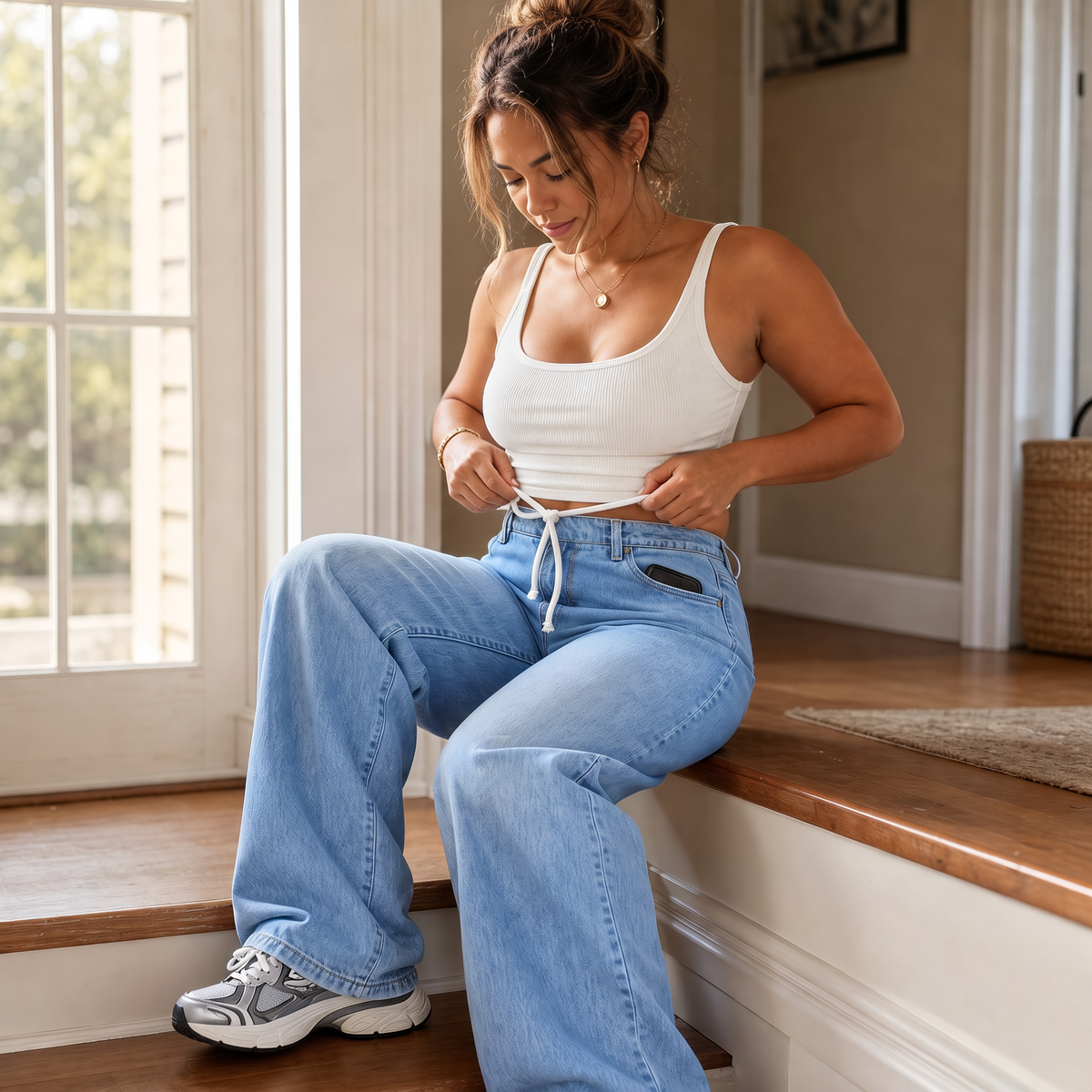 Flexelle Wide Leg Jeans - Drawstring Waist Women's Jeans