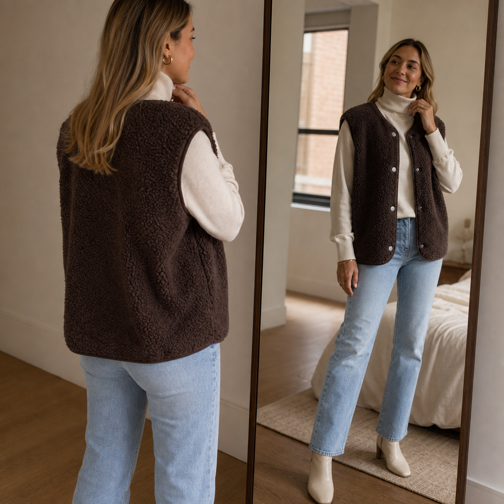 Overra Vest - Sleeveless Boxy Teddy Fleece Women's Gilet