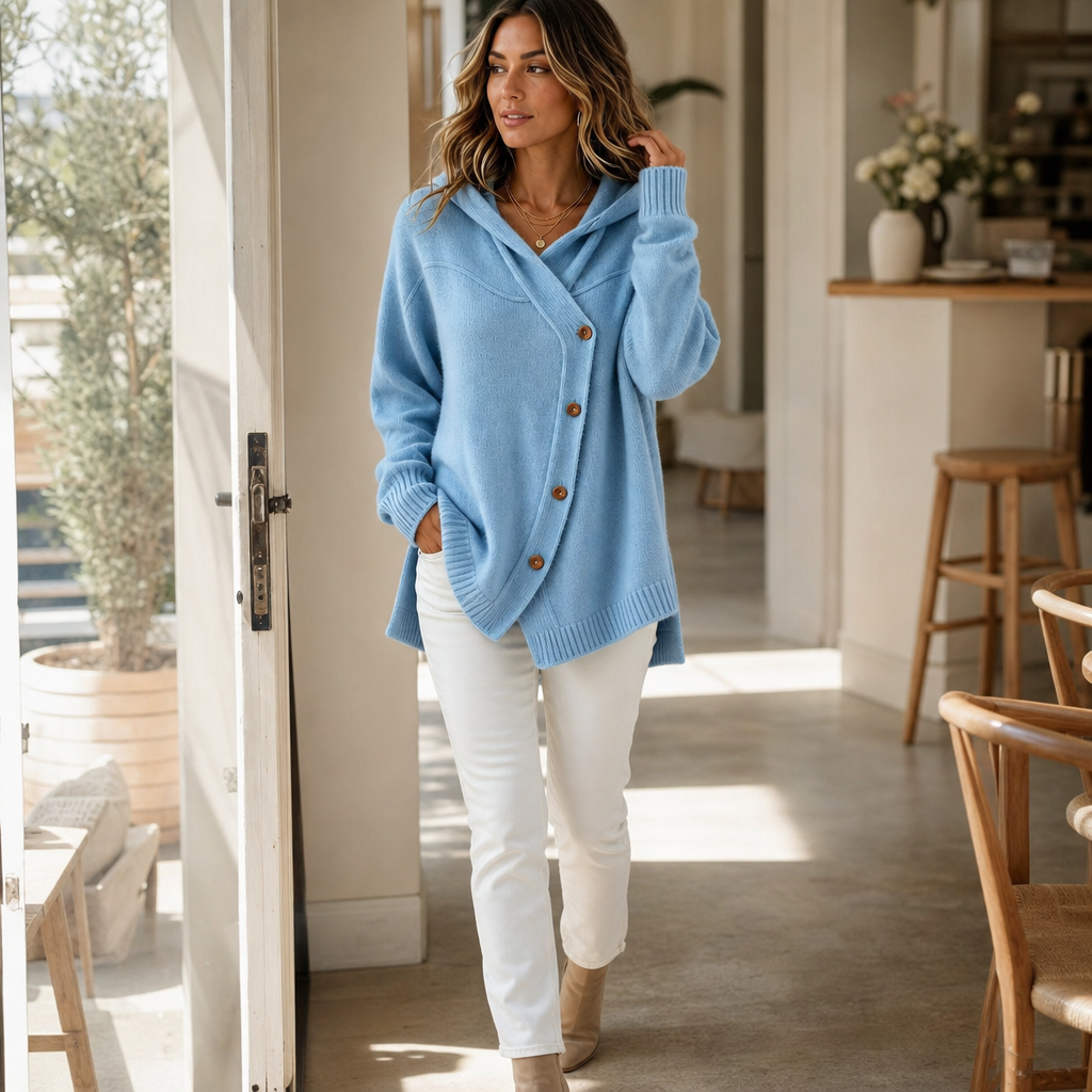 Lunette Wrap Hooded Cardigan - Women's Asymmetric Knit