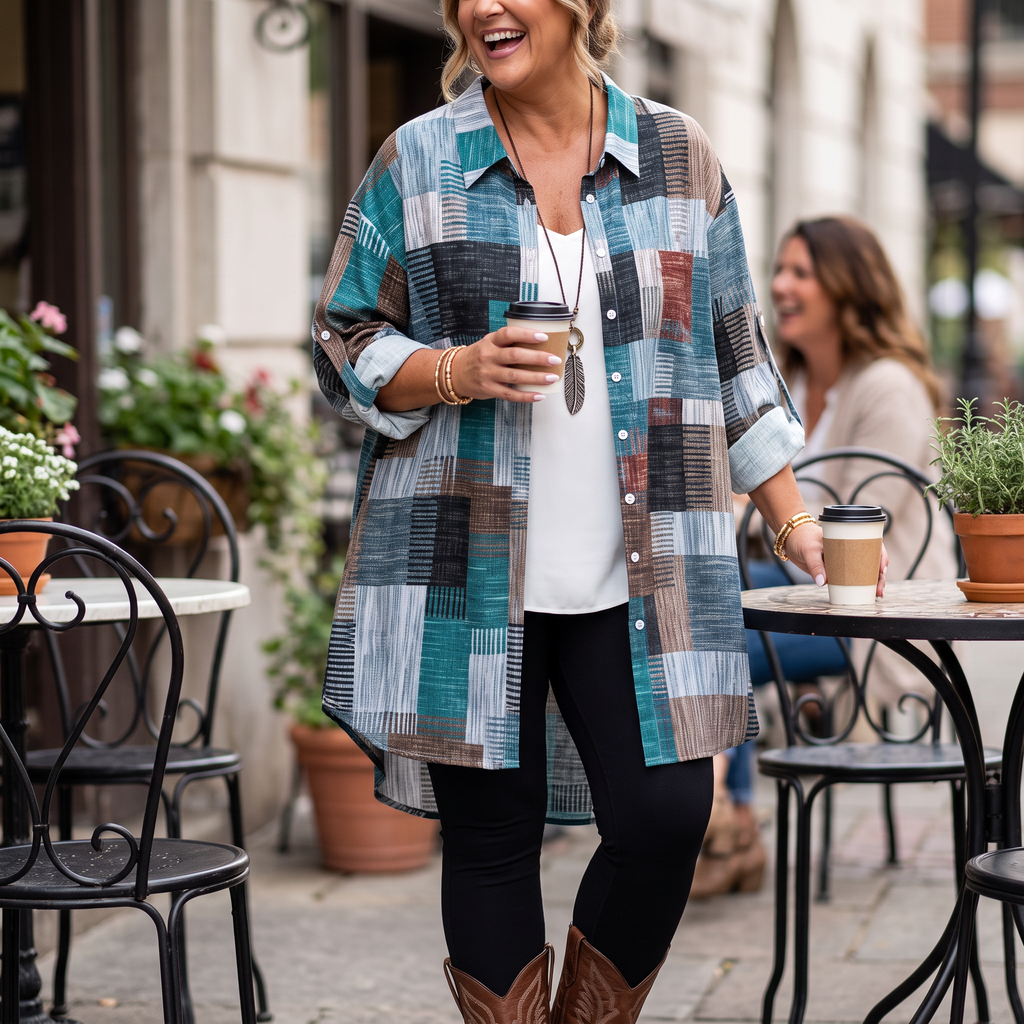 Plaidwell Patchwork Shirt - Plaid Women's Overshirt