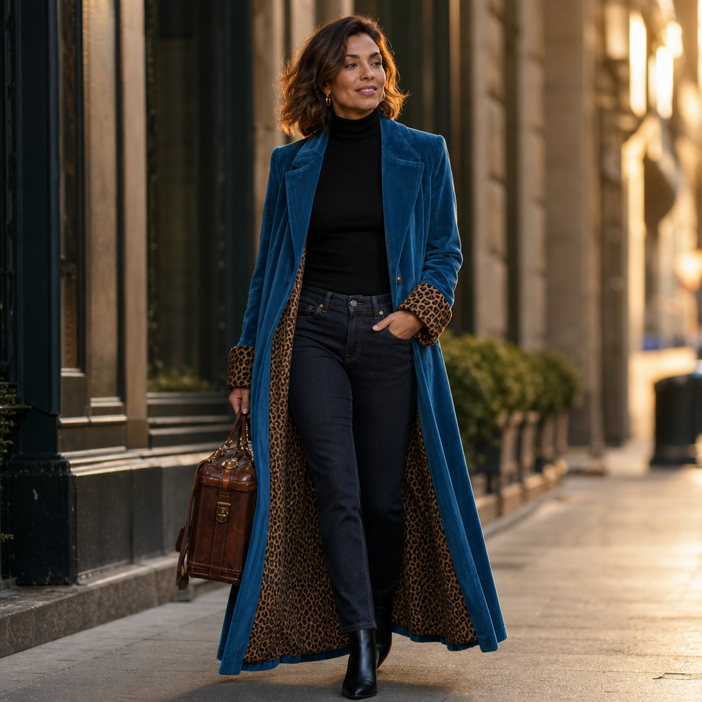 Velmora Leopard-Lined Velvet Coat - Women's Maxi Coat