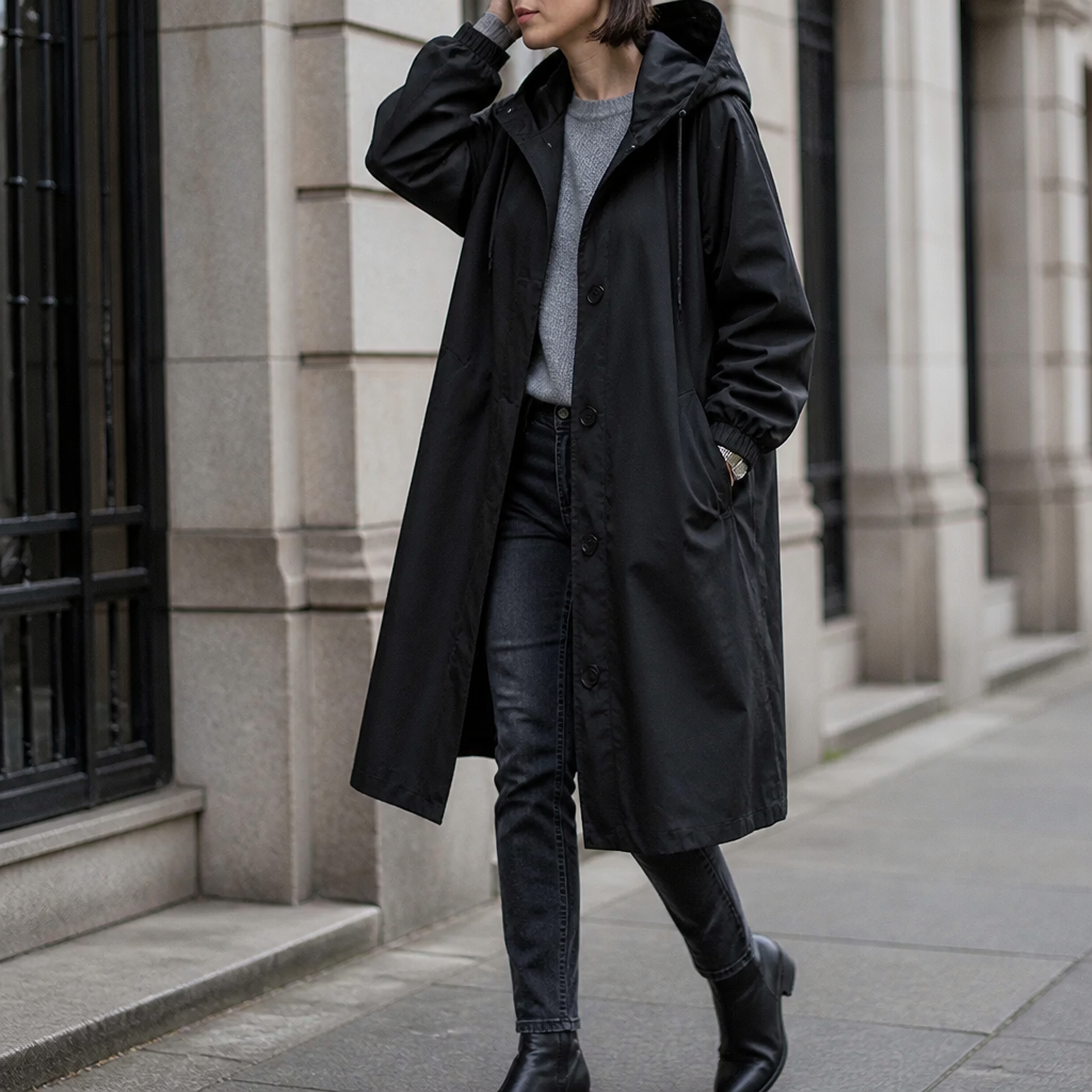 Vielle Hooded Trench Coat - Women's Midi Drawstring Waist