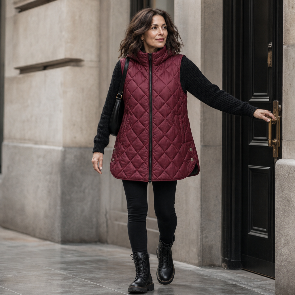 Quilta Quilted Hooded Gilet - Long Sleeveless Women's Vest