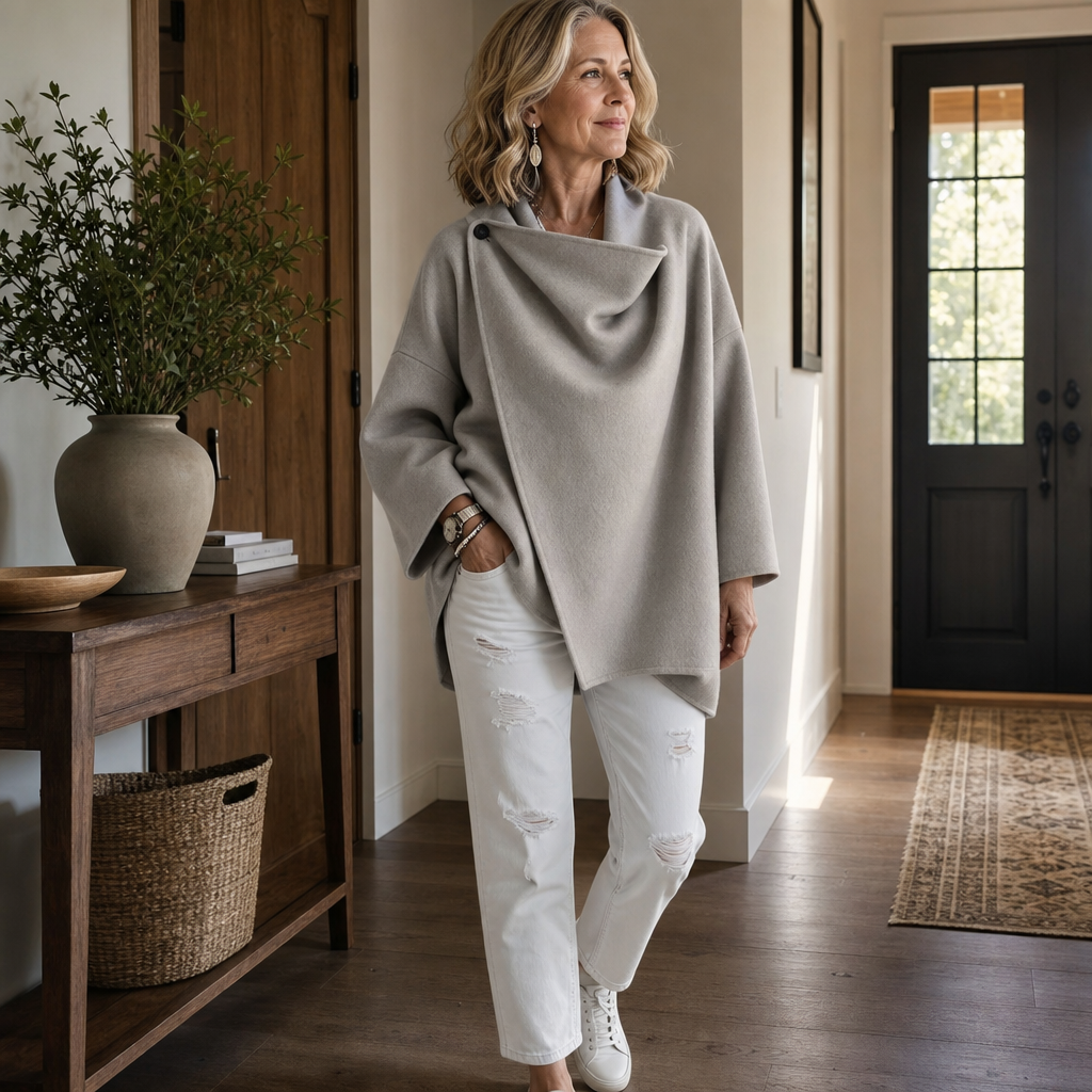 Wrapfield Wrap Cape Jacket - Women's Asymmetric Button Coat