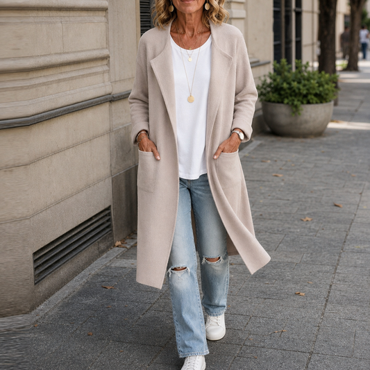Wrapelle Longline Knit Cardigan Coat - Women's Open Front