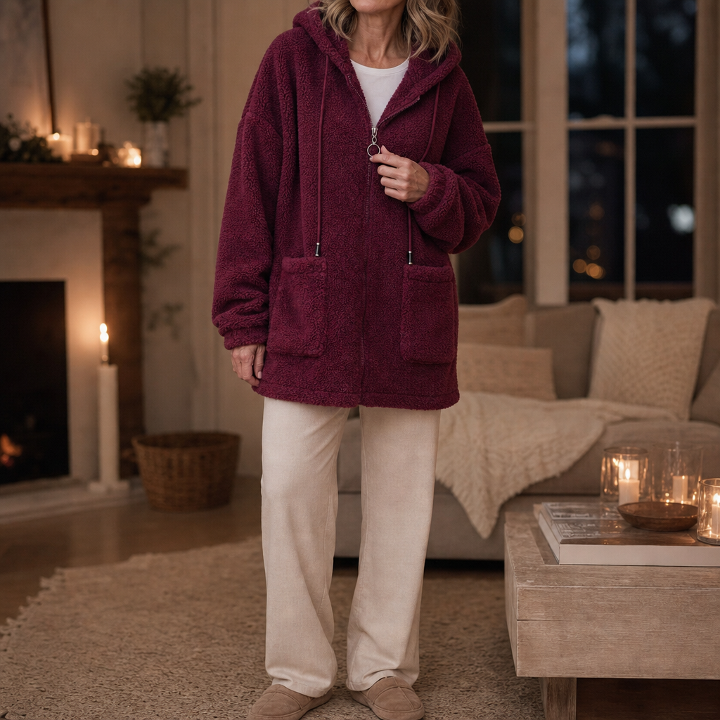 Cozamora Sherpa Fleece Zip-Up Hoodie - Women's Oversized