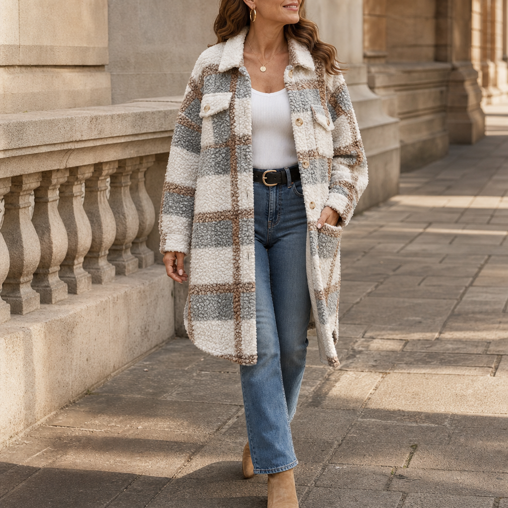 Fairloch Plaid Sherpa-Lined Coat - Women's Mid-Length Coat
