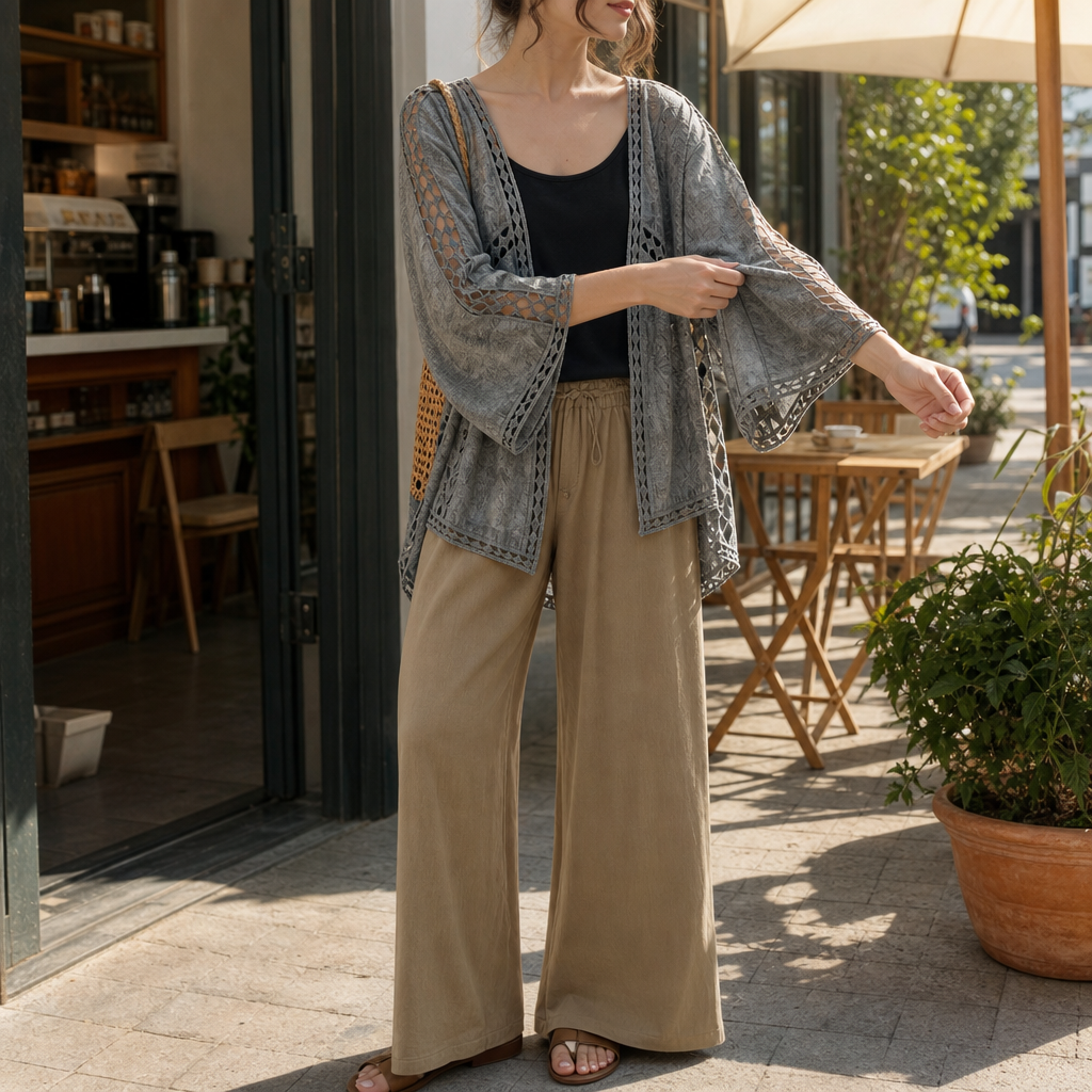 Wearbella Crochet Trim Cardigan - Women's Open Front Knit