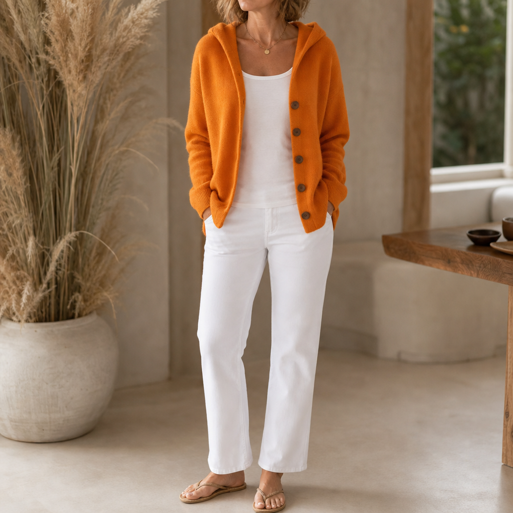 Teri Hooded Cardigan - Button Front Women's Flared Knit