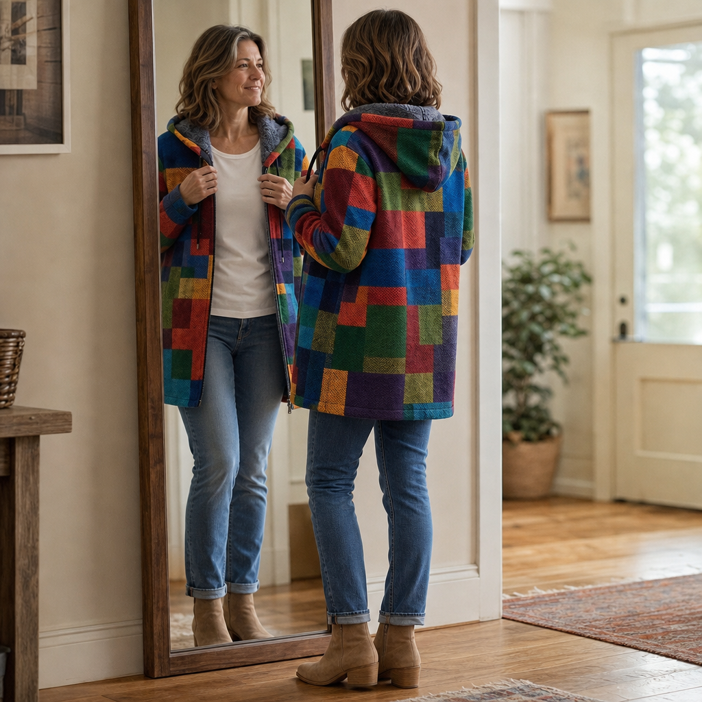 Patchwork Muse Hooded Cardigan - Colourful Women's Knit