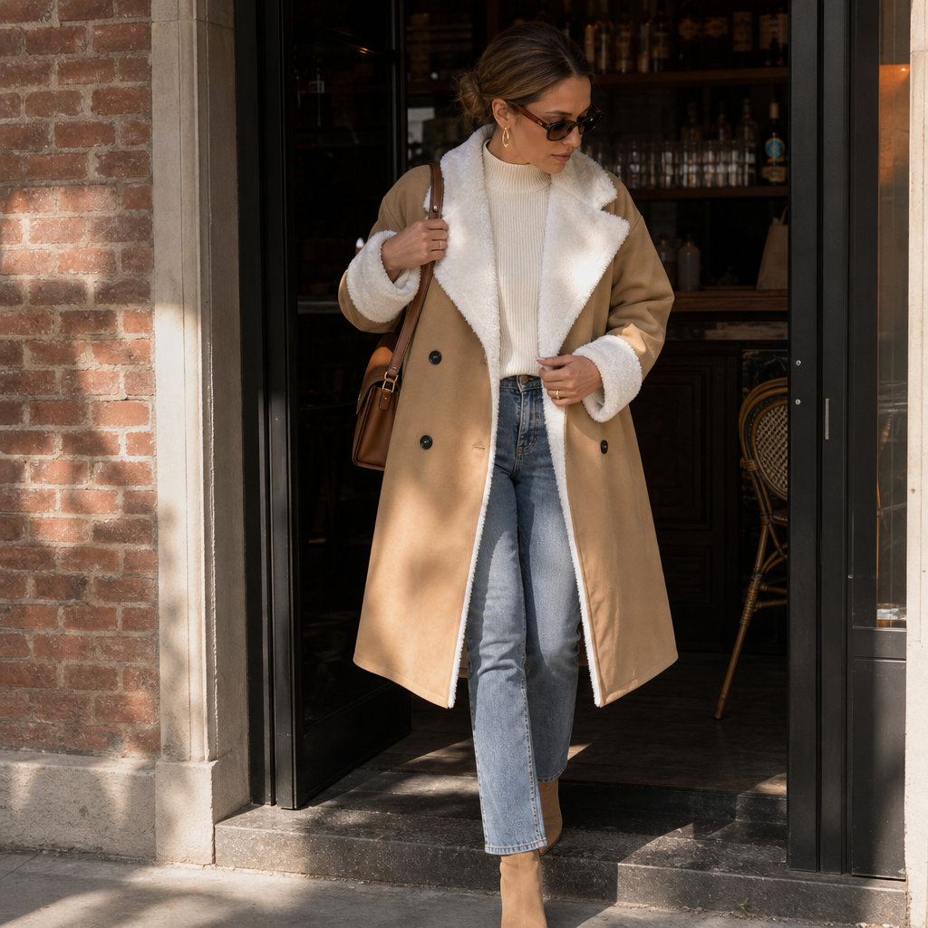 Mayfield Plush-Trim Wool Coat - Longline Women's Coat