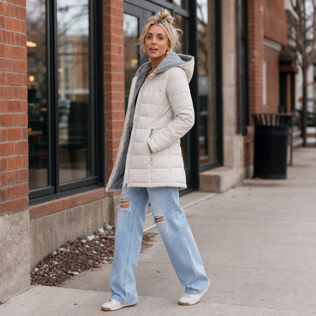 Cozelle Quilted Puffer Coat - Women's Hooded Longline
