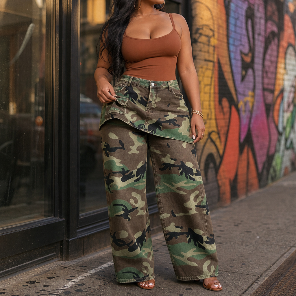 Camo Muse Wide Leg Jeans - Camouflage Women's Jeans