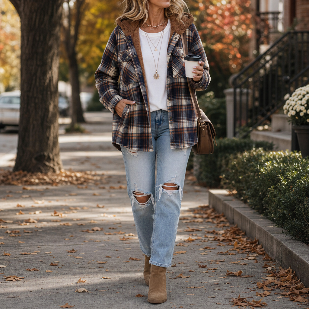 Huntlyn Sherpa-Lined Plaid Shacket - Women's Flannel Jacket
