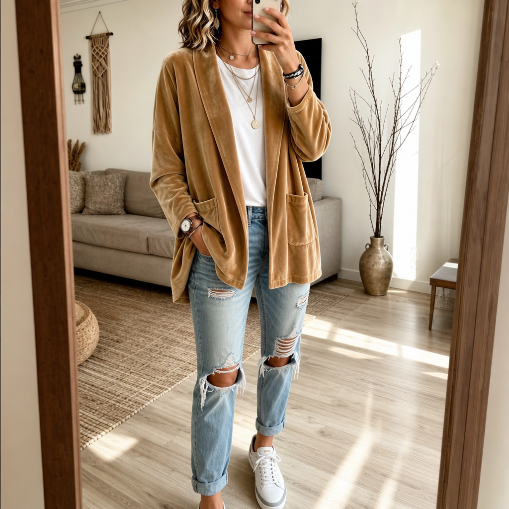 Velvetelle Velvet Cardigan - Women's Shawl Collar Knit