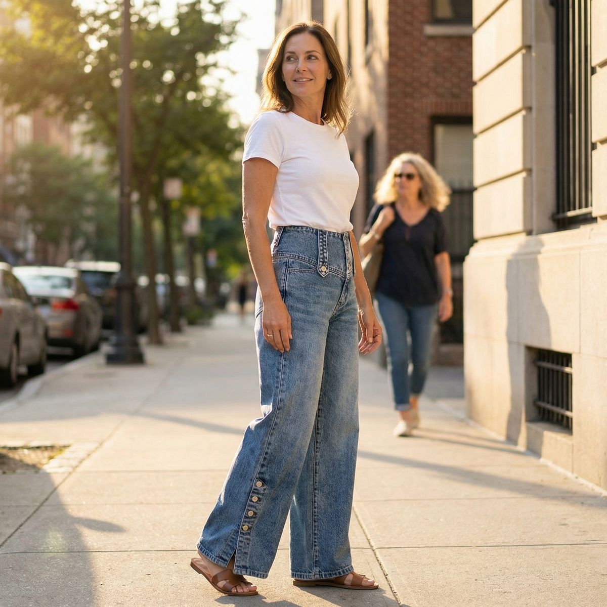 Revelle Button Front Jeans - Women's Wide Leg Jeans