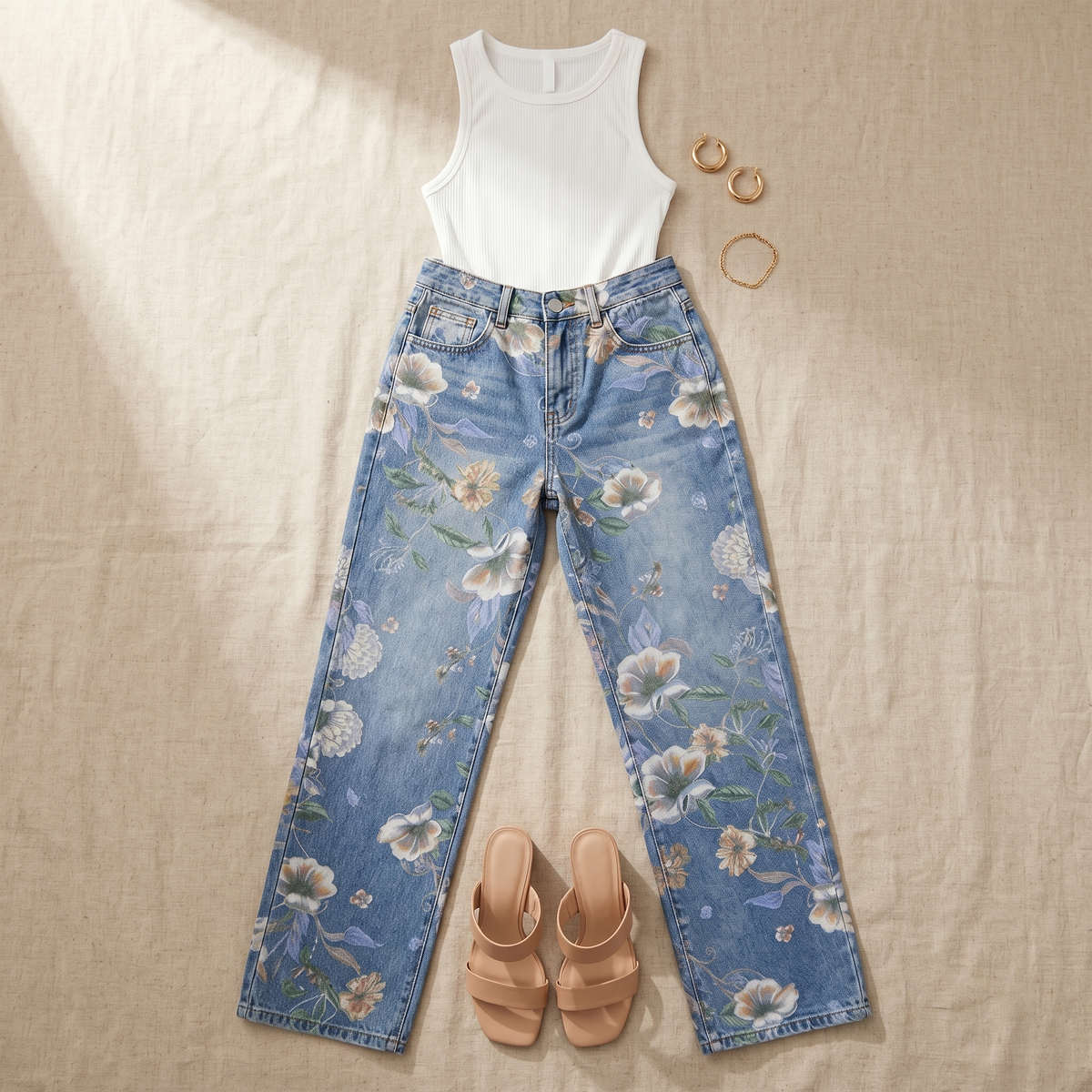 Blomara Floral Jeans - Wide Leg Women's Printed Jeans