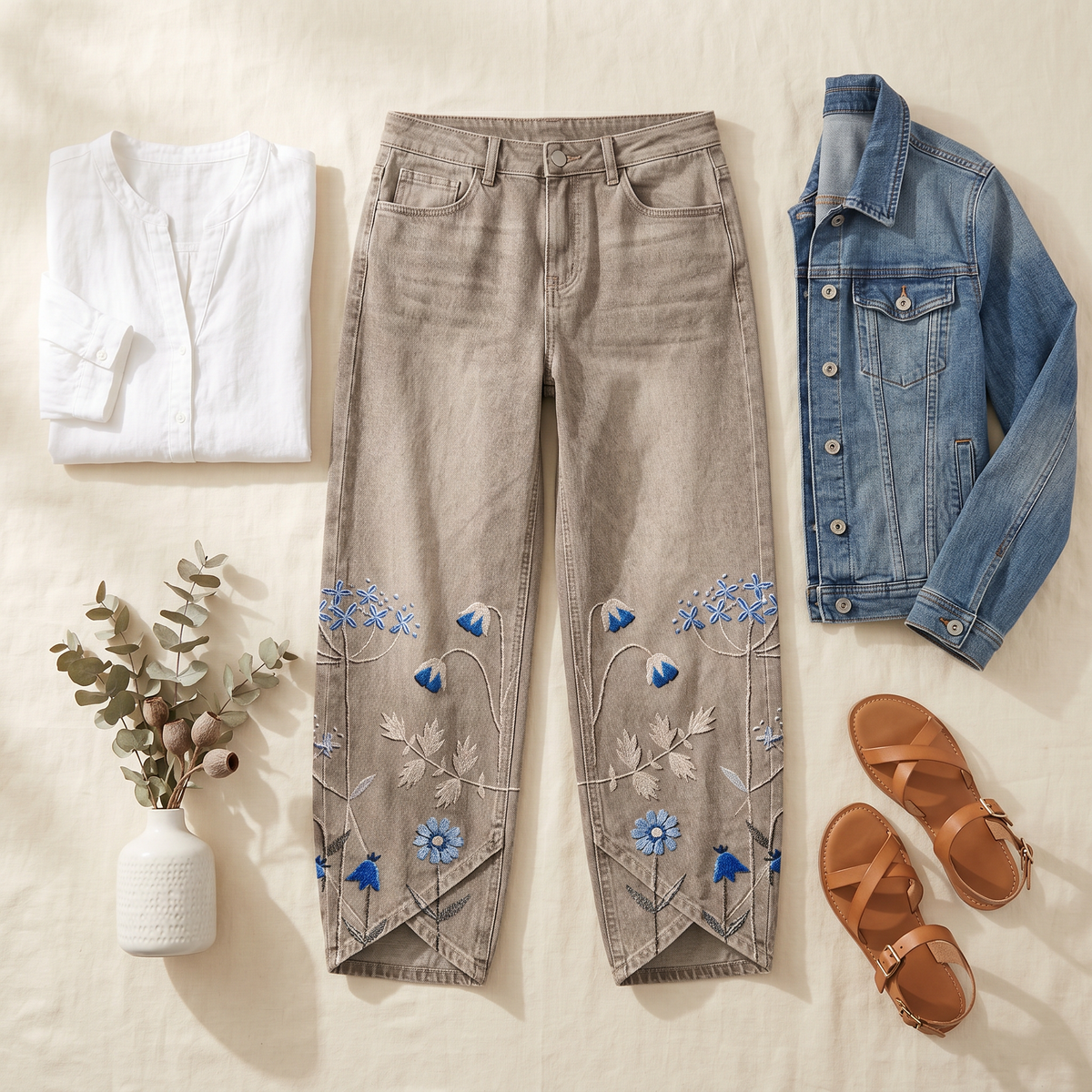 Bloomara Embroidered Jeans - Women's Tulip Hem Jeans