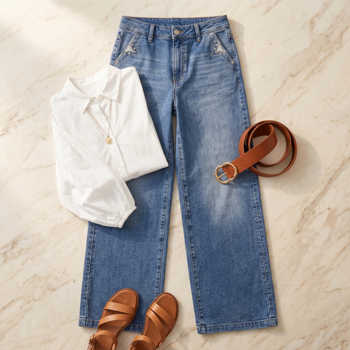 Luvenza Vintage Flare Jeans - Wide Leg Women's Jeans
