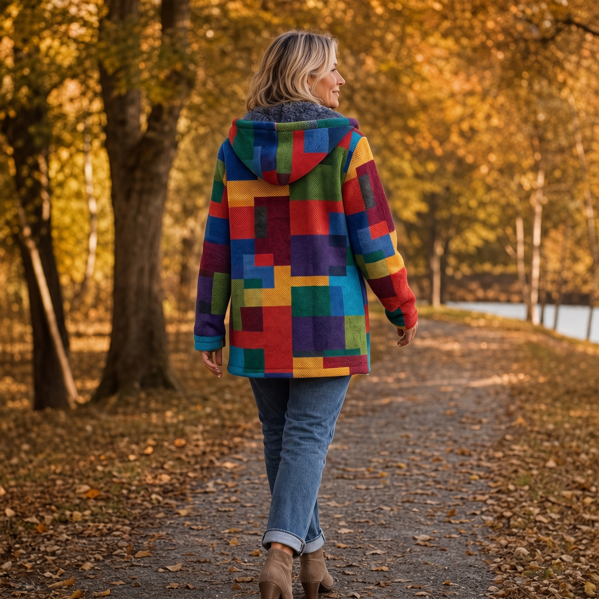 Patchwork Muse Hooded Cardigan - Colourful Women's Knit