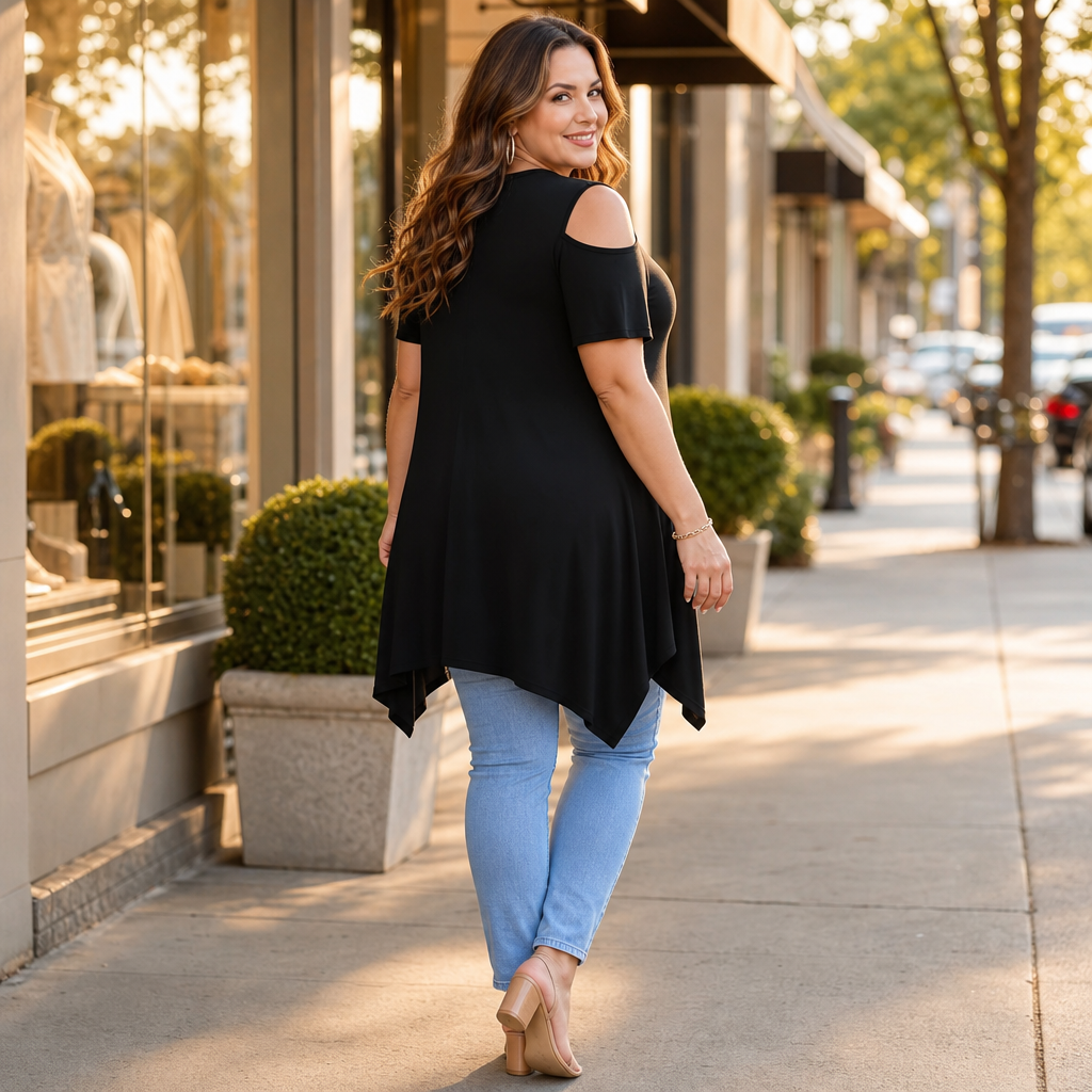 Sharkbite Swing Tunic - Women's Cold Shoulder Top