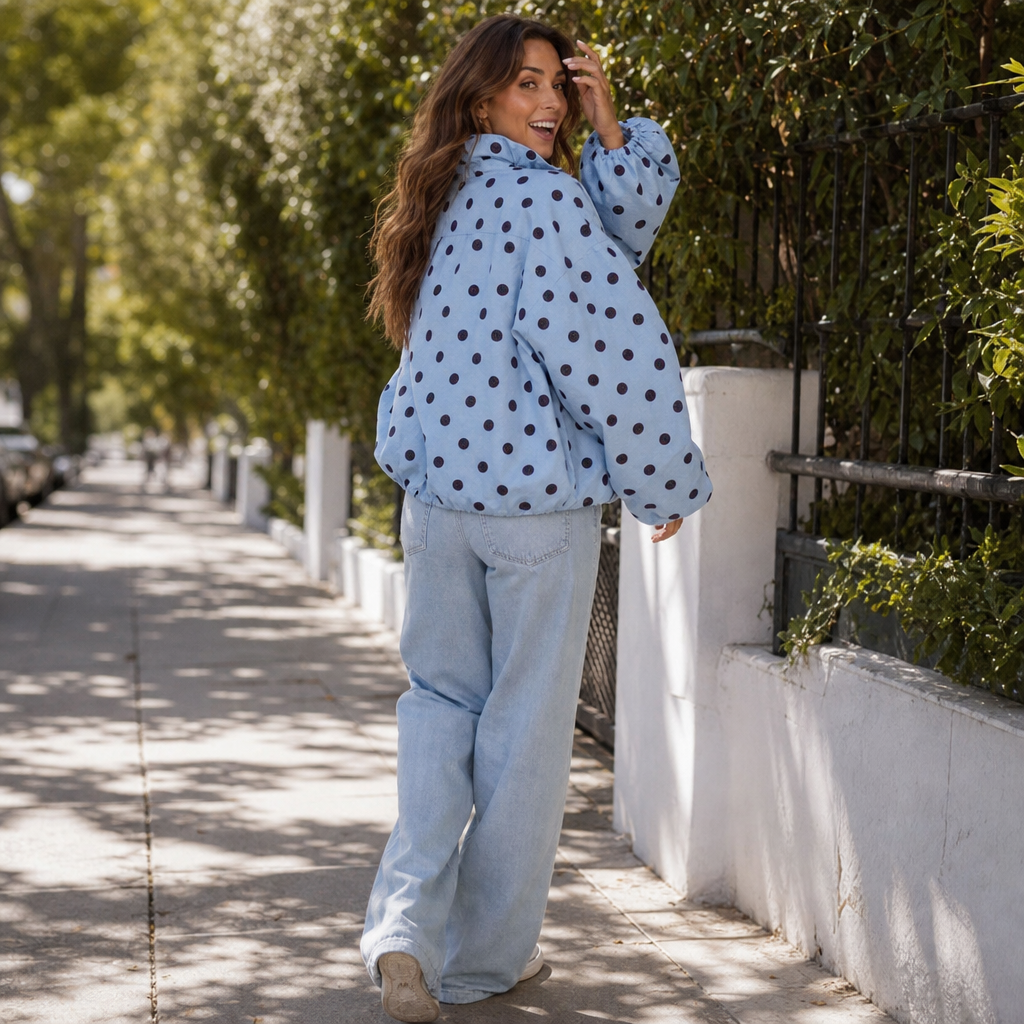 PolkaBelle Lantern Sleeve Jacket - Polka-Dot Women's Jacket