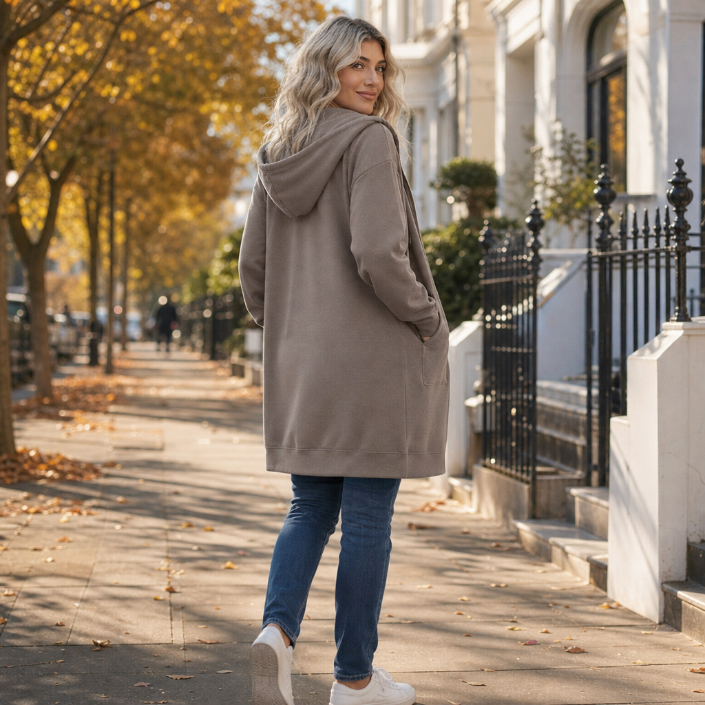 Coziluxe Hooded Cardigan - Women's Zip Front Long Knit