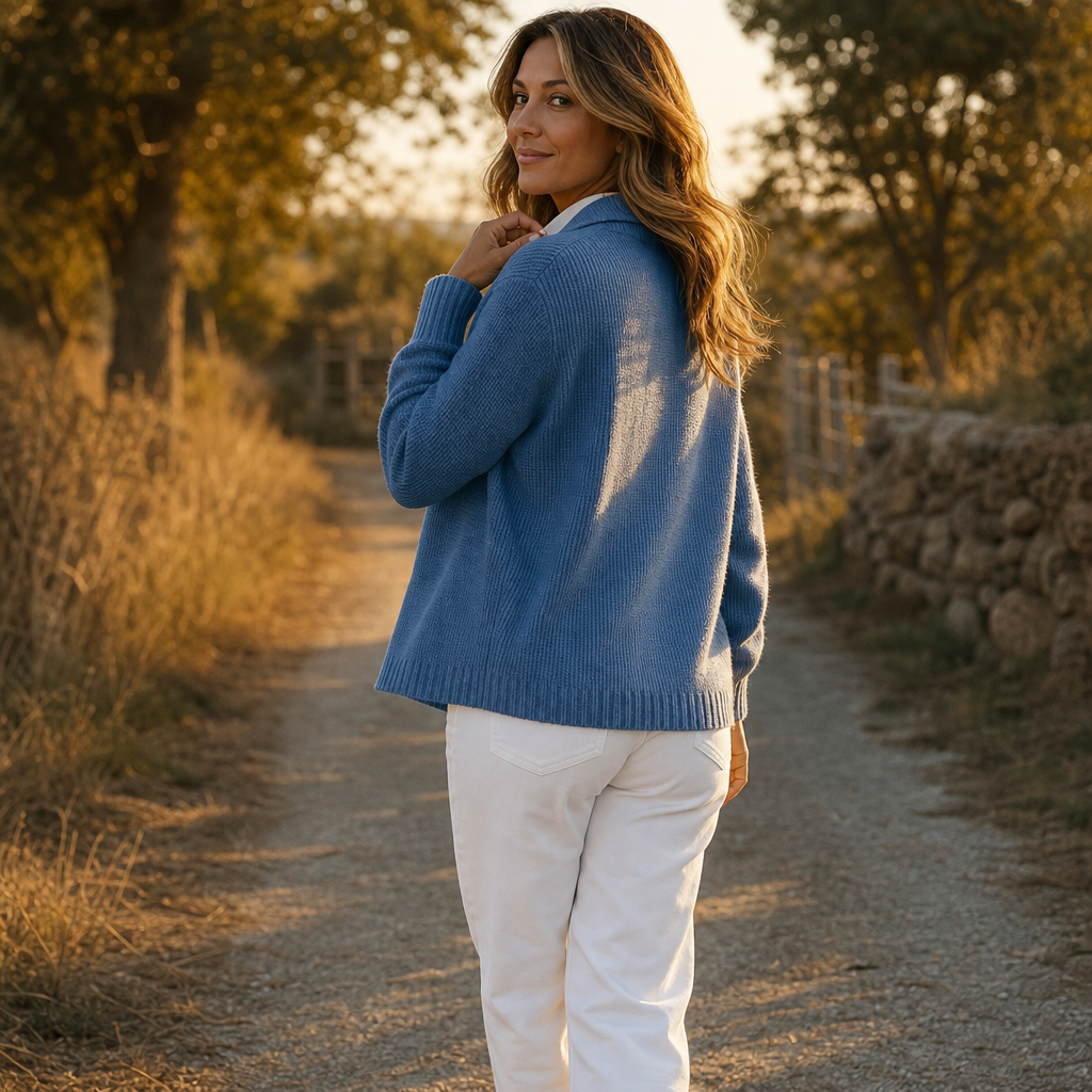Lapelle Waffle Knit Cardigan - Women's Lapel Collar Knit
