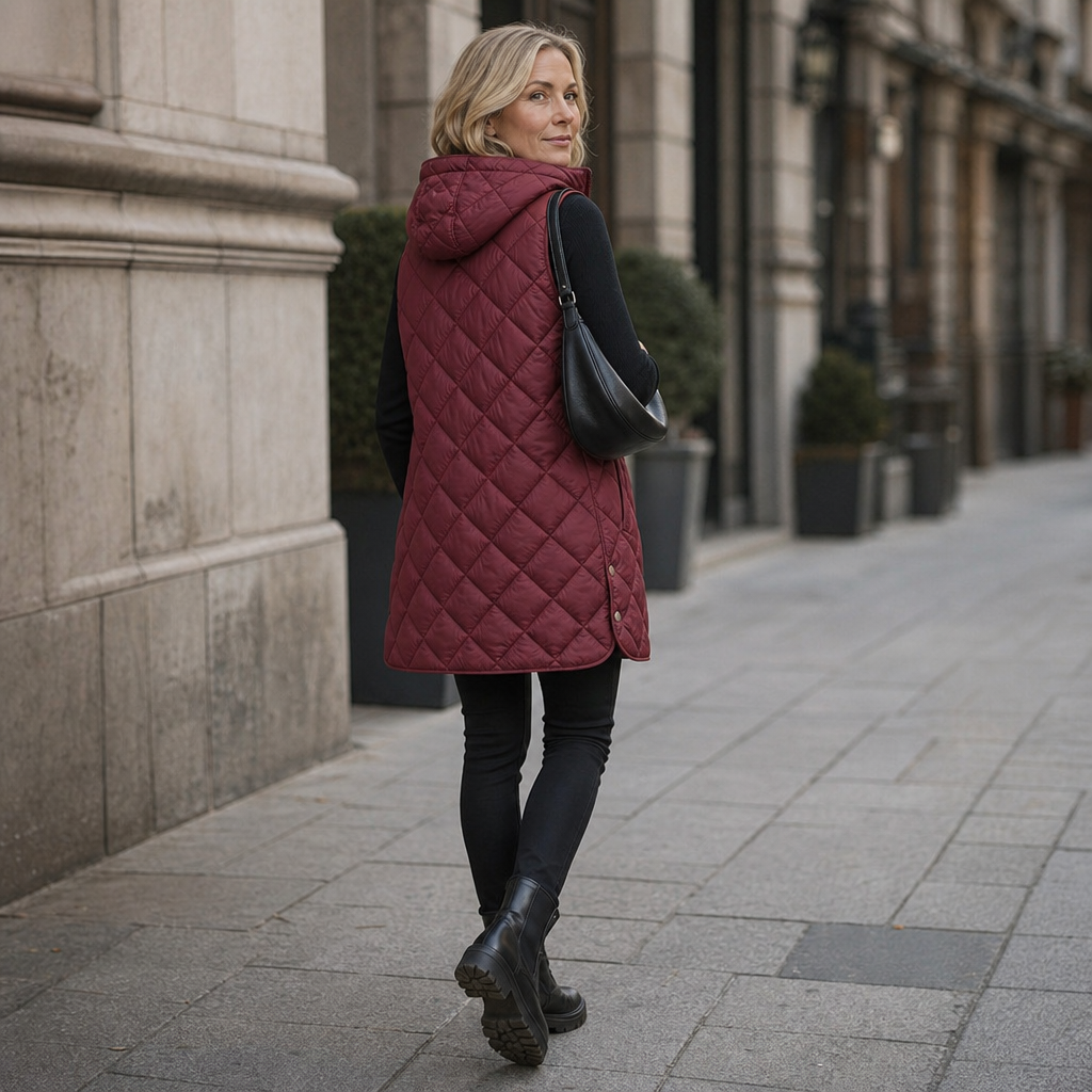 Quilta Quilted Hooded Gilet - Long Sleeveless Women's Vest