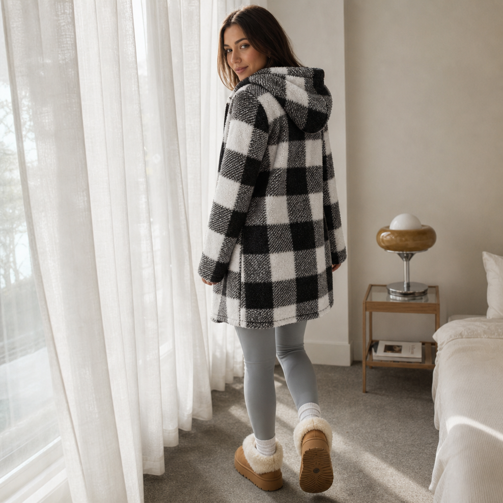 Checkhaven Buffalo Check Jacket - Hooded Zip Women's Coat