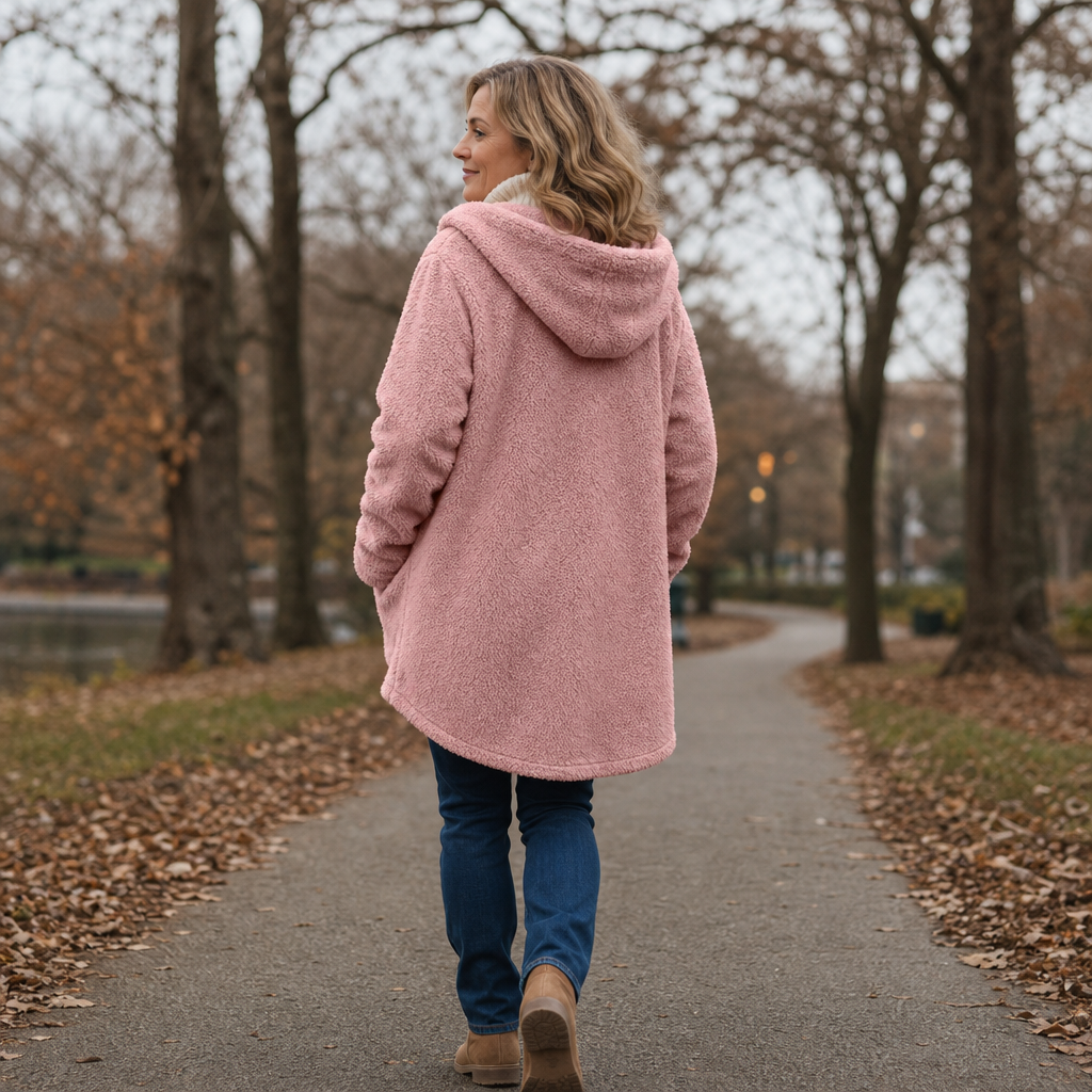Cozyvale Hooded Winter Jacket - Button Front Women's Coat