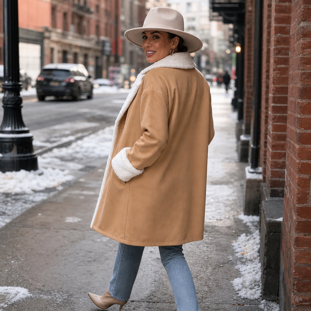 Mayfield Plush-Trim Wool Coat - Longline Women's Coat