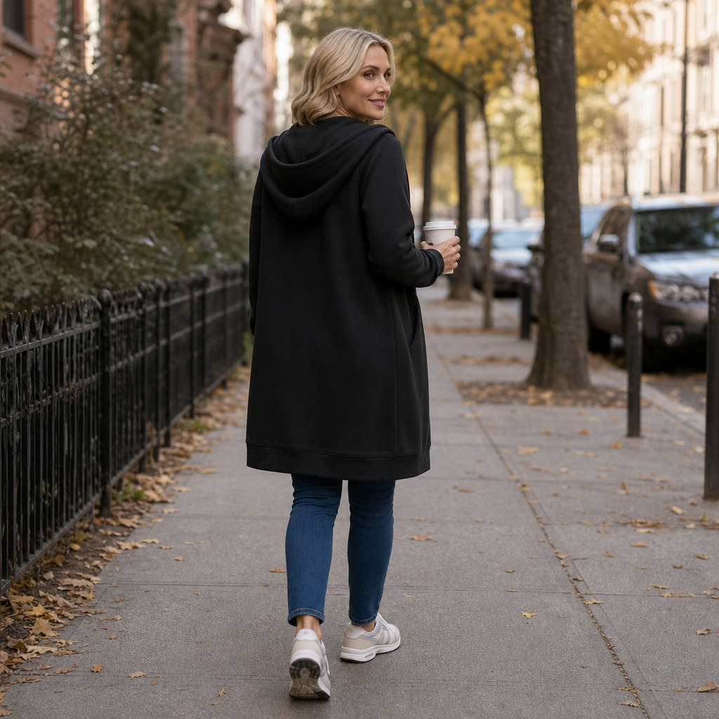 Easebella Hooded Knit Cardigan - Zip Up Women's Mid-Length