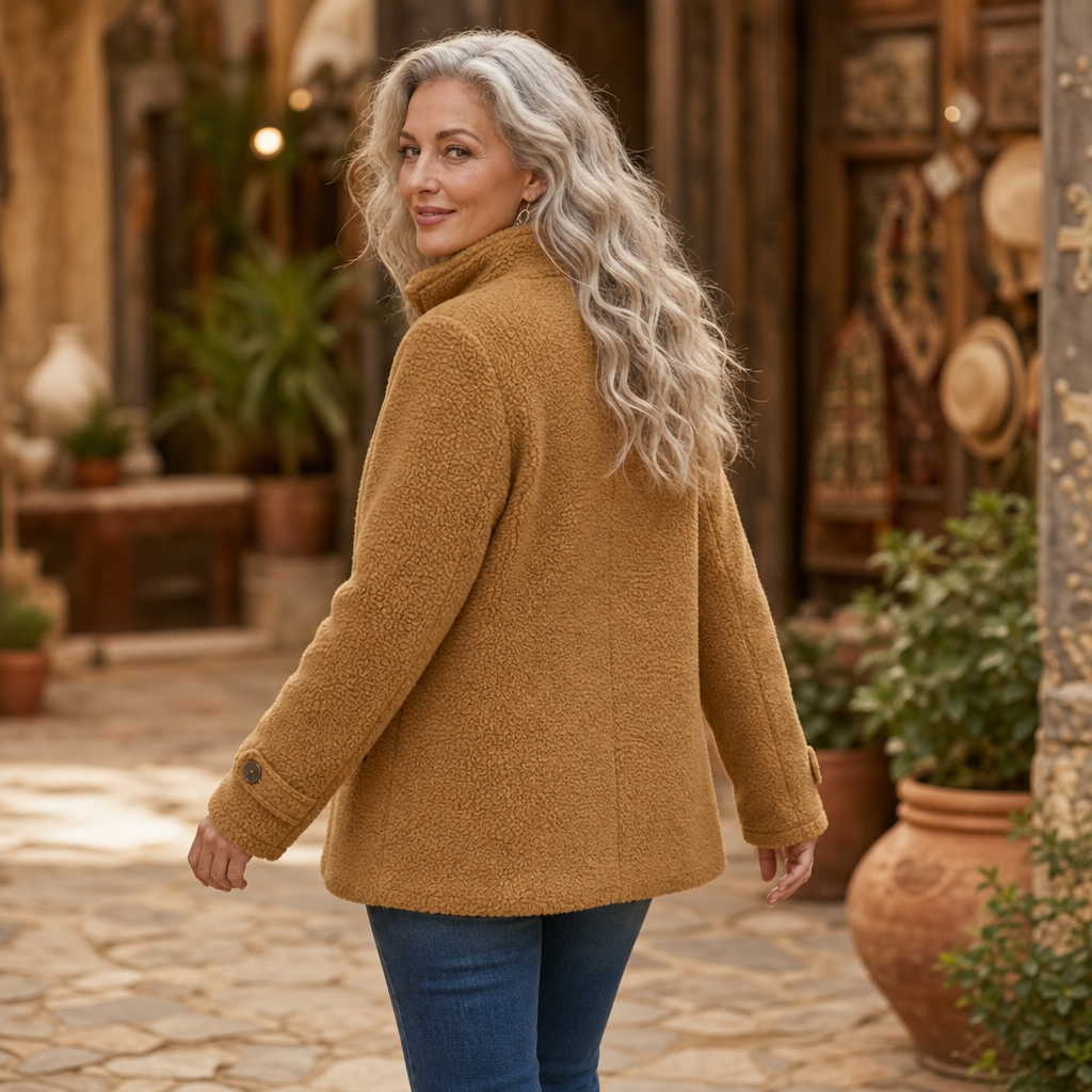 Velmora Plush Zip-Up Jacket - Women's Stand Collar Fleece