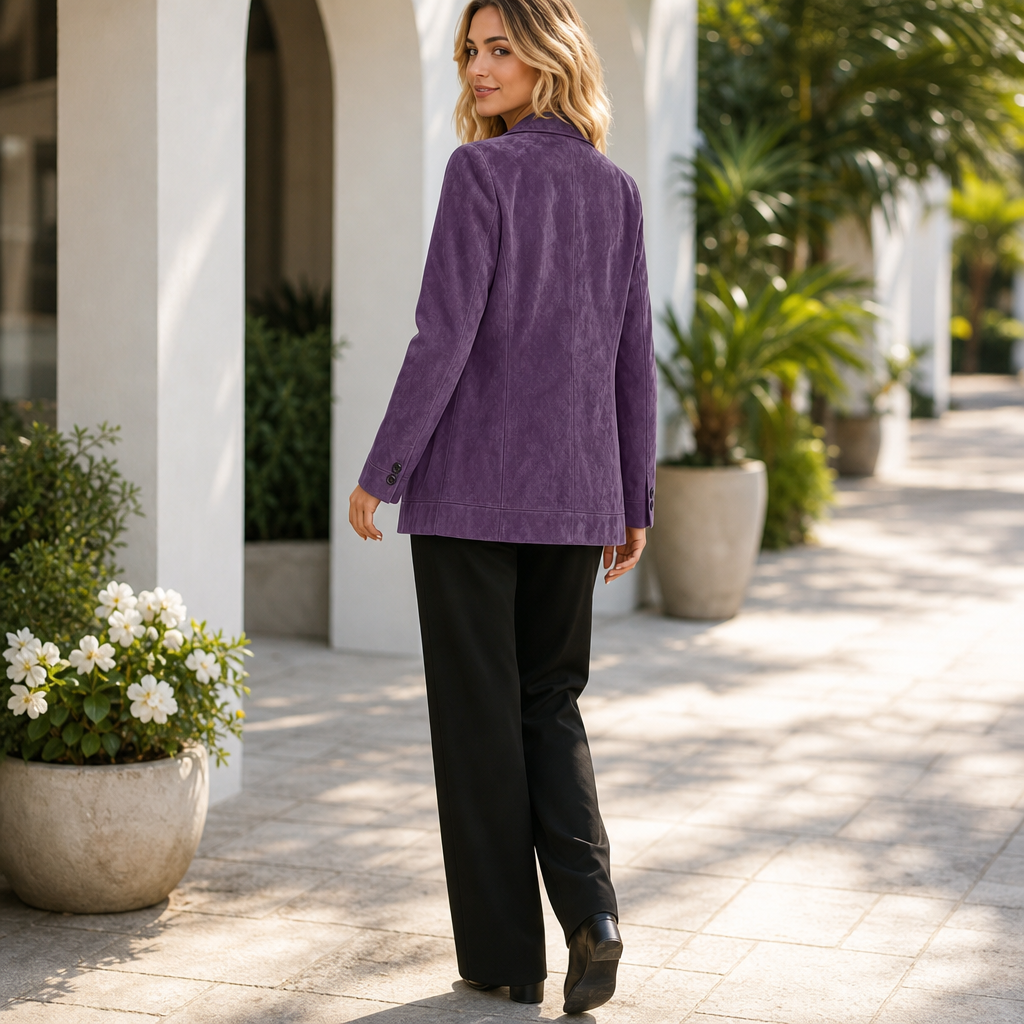 Suedelle Faux Suede Blazer - Women's Notch Collar Blazer