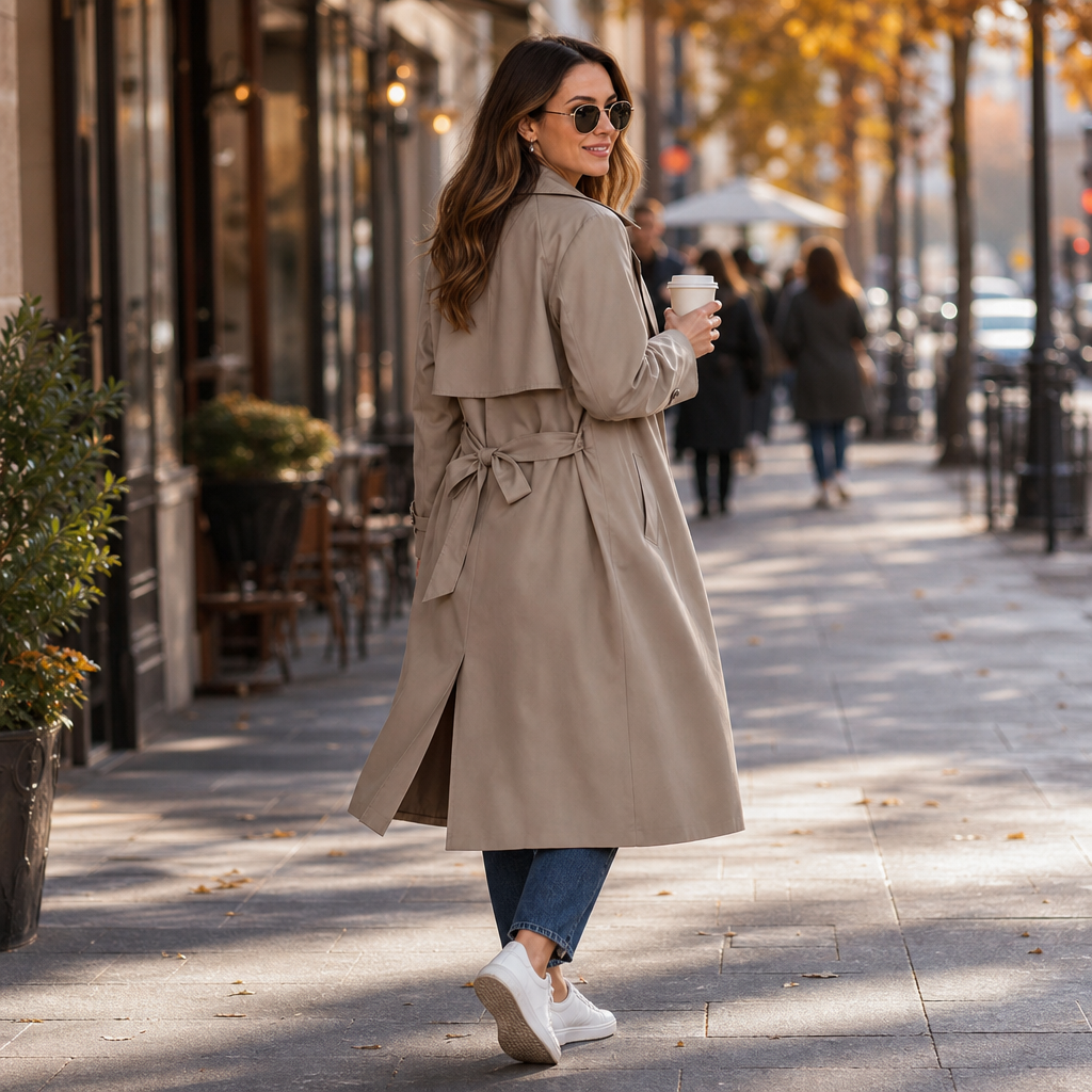 Wearbella Belted Trench Coat - Women's Double-Breasted Coat