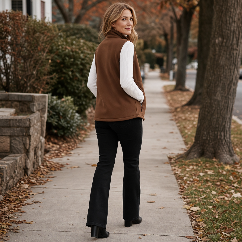 Cozycrest Plush-Lined Gilet - Sleeveless Women's Vest