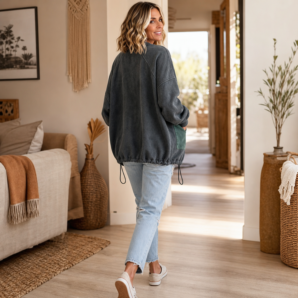 Patch & Thread Knit Jacket - Women's Pocket Cardigan