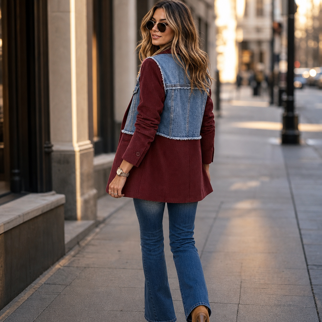 Corvella Denim Corduroy Blazer - Women's Raw Hem Blazer