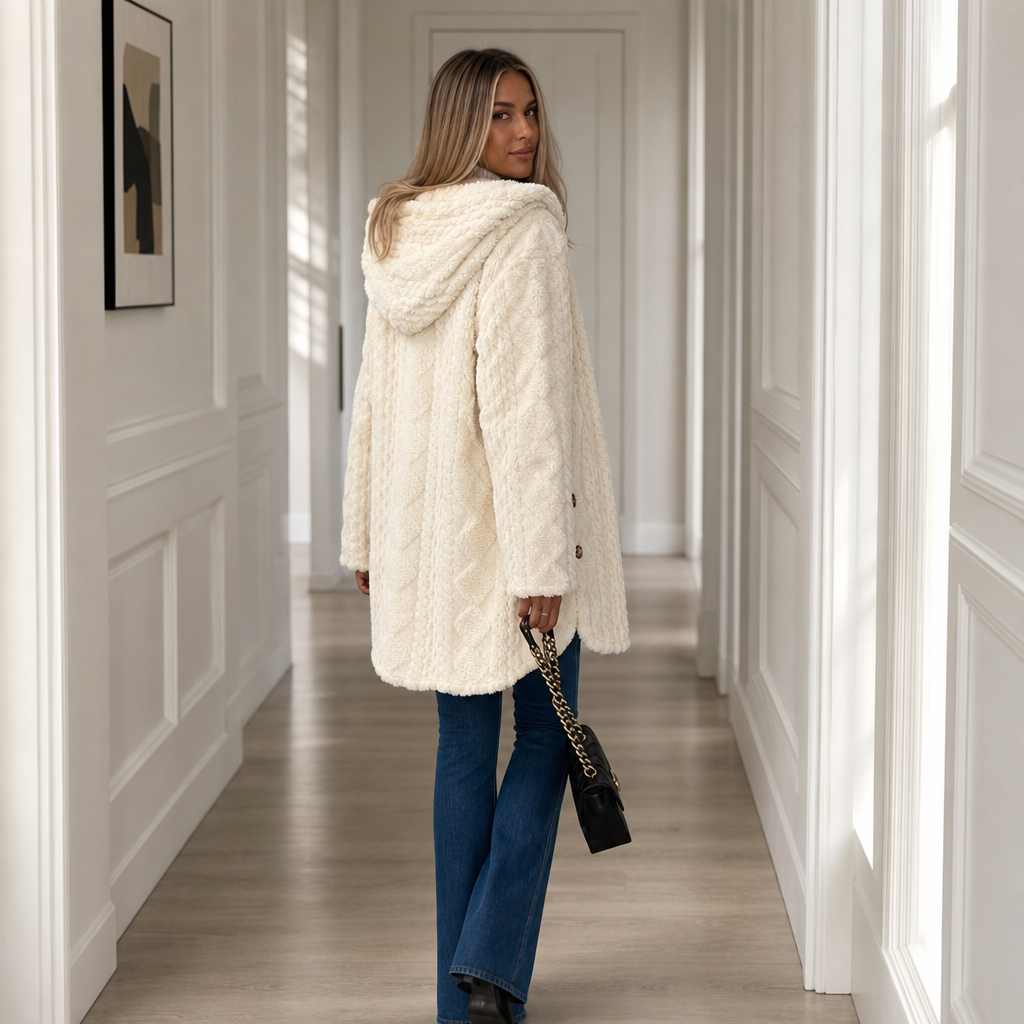 Wearbella Diamond Jacquard Hooded Coat - Women's Plush Coat