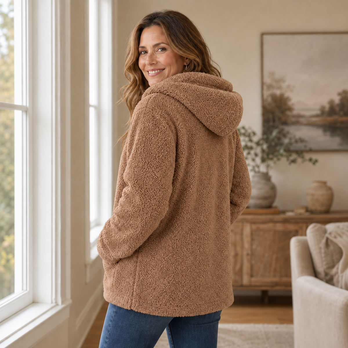 Cozyelle Fleece Hooded Jacket - Women's Plush Zip Jacket