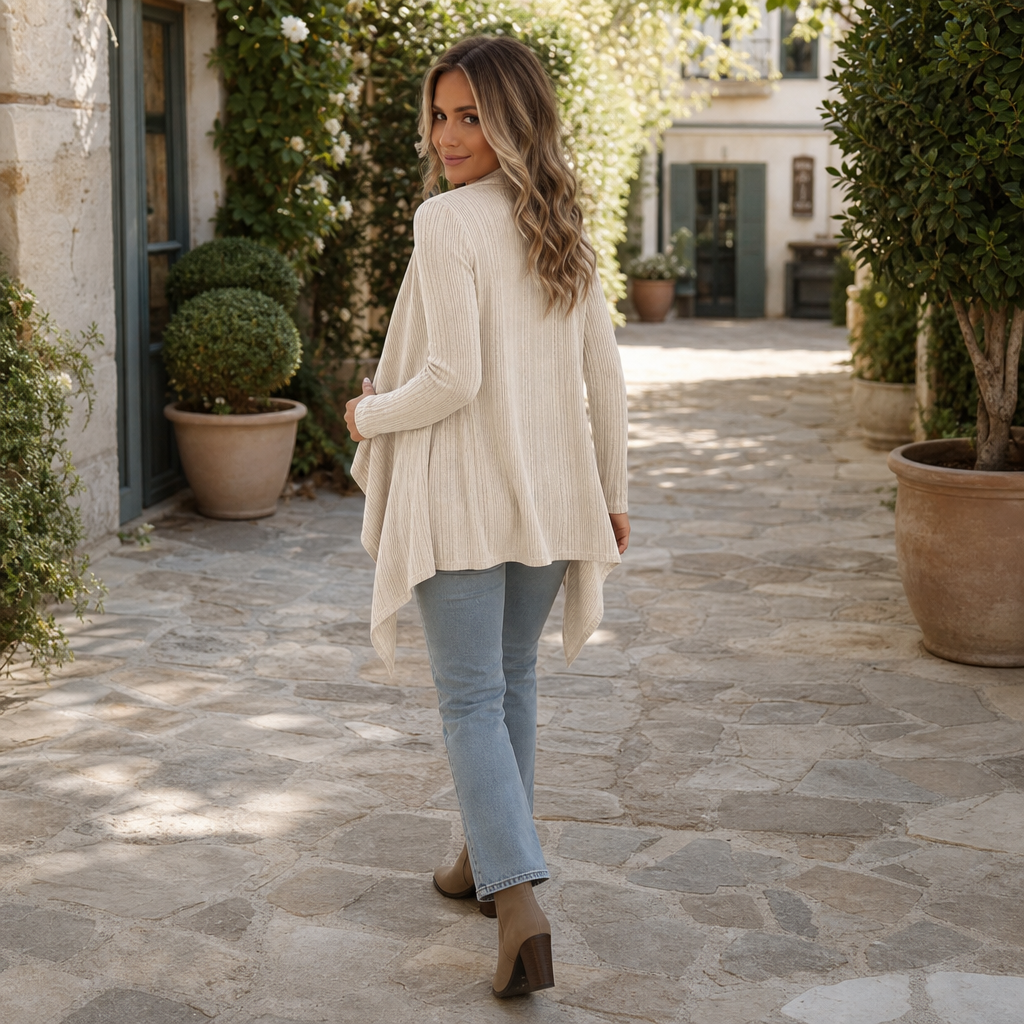 Lunelle Ribbed Cardigan - Open Front Women's Longline Knit