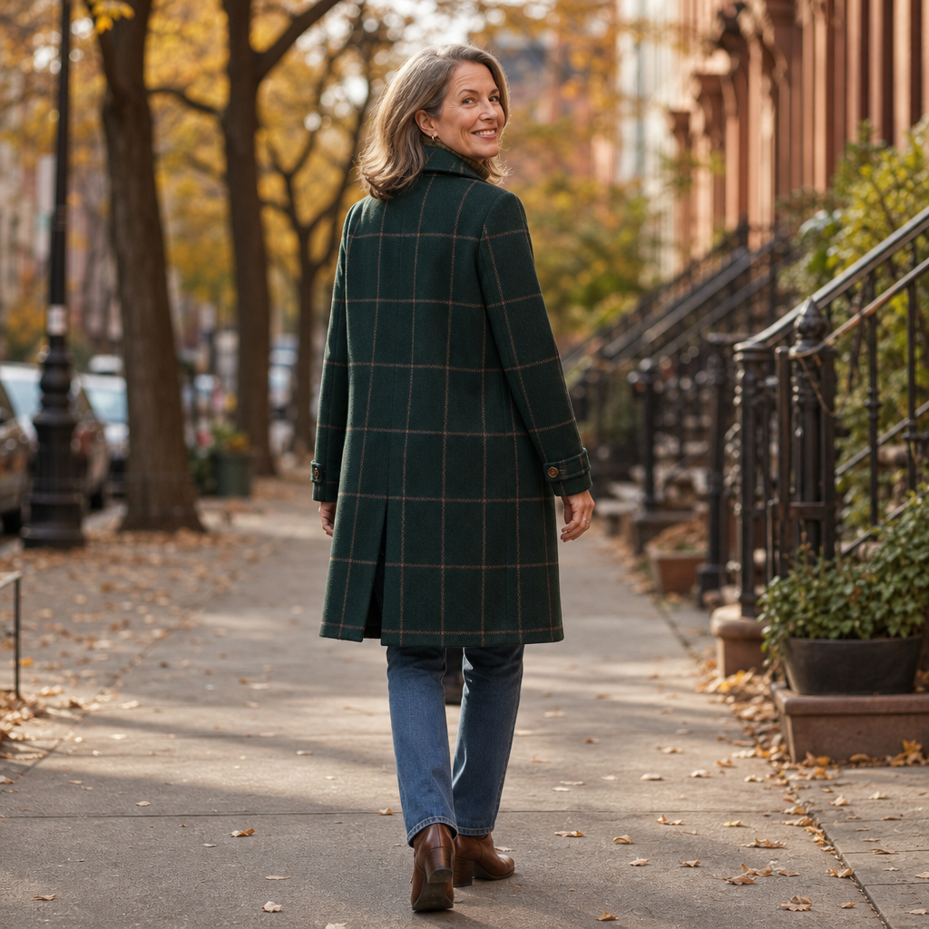 Wearbella Plaid Coat - Women's Oversized Two Button Coat