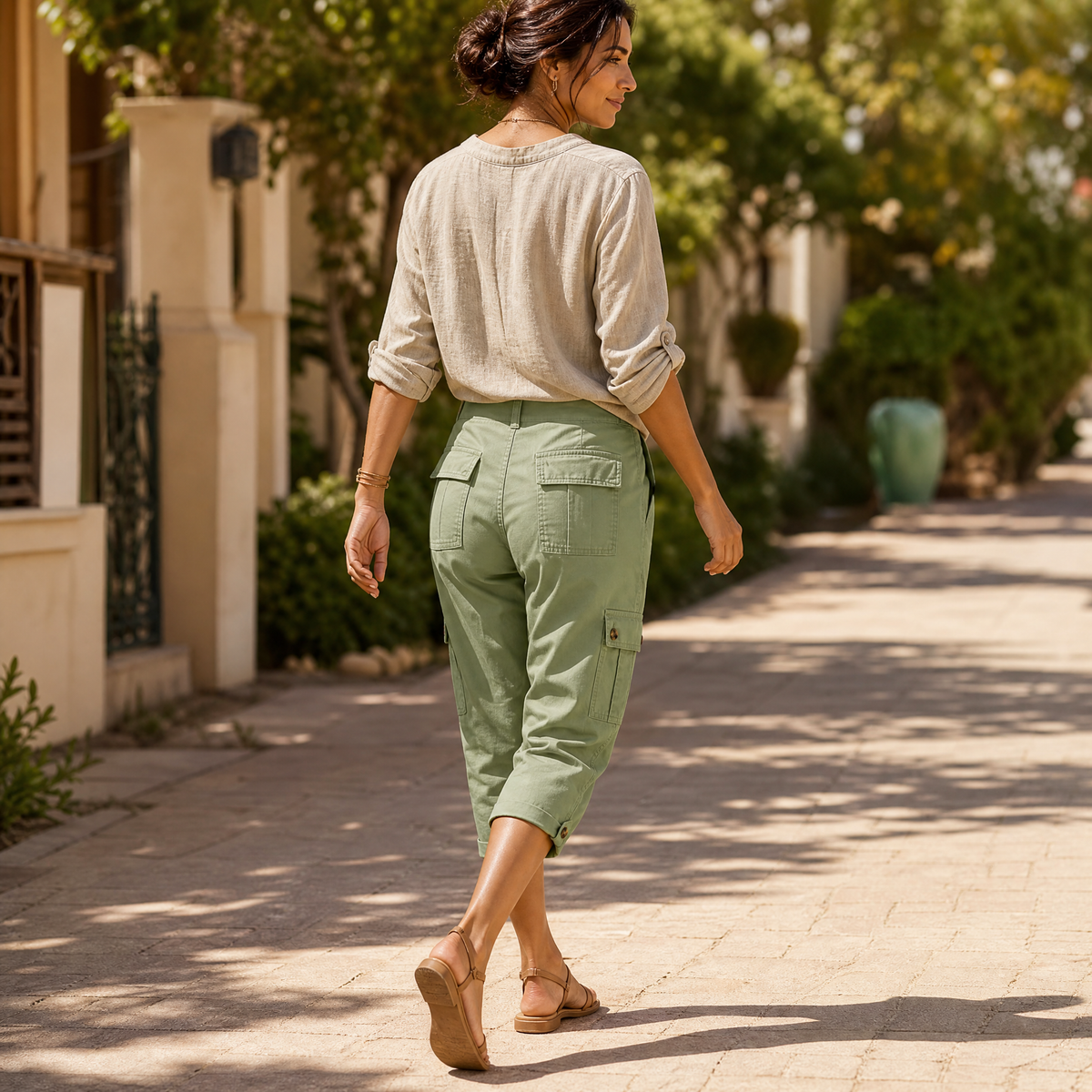 Movana Stretch Cargo Capri - Women's Capri with Pockets
